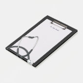 Black Medical Clipboard mit Stethoscope Post-it Klebezettel (angewinkelt)
