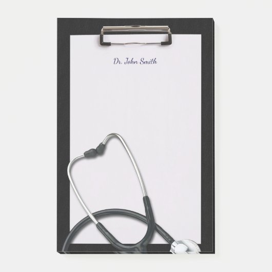 Black Medical Clipboard mit Stethoscope Post-it Klebezettel (Vorderseite)