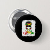 Black Medical Istant Messy Bun Celebrate Juneteent Button (Vorne & Hinten)