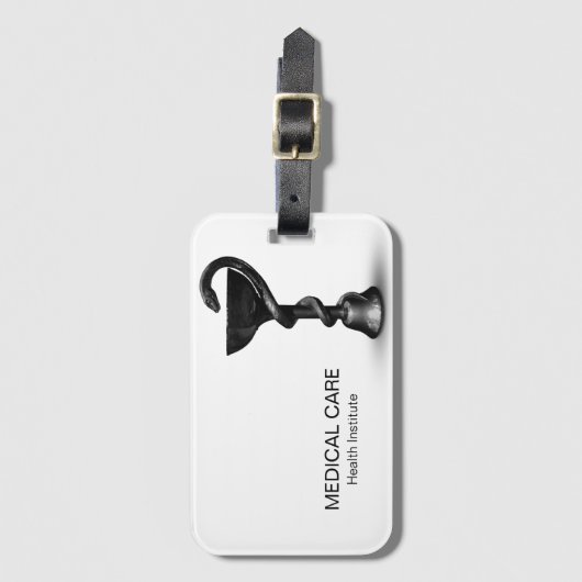 Black Medical Schlange Bowl Hygieia White Caduceus Gepäckanhänger (Vorderseite Vertikal)