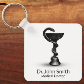 Black Medical Schlange Bowl Hygieia White Caduceus Schlüsselanhänger (Vorderseite)