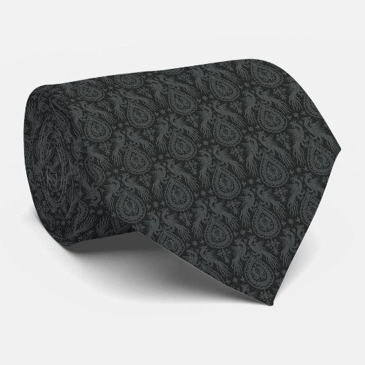 Black Medieval Dragons Neck Tie Krawatte (Gerollt)