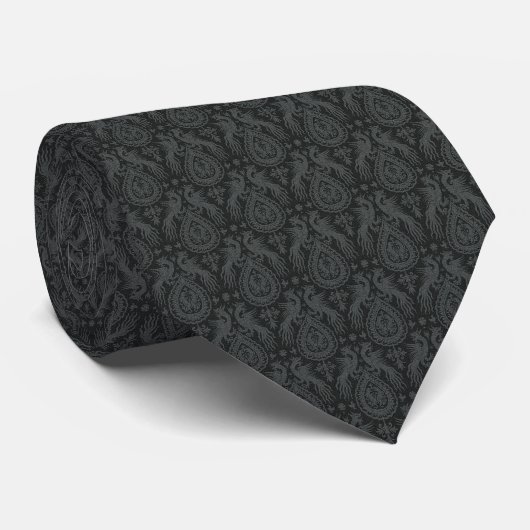 Black Medieval Dragons Neck Tie Krawatte (Gerollt)
