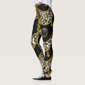 Black Medusa Leopard und Gold Tassel Black Leggings (Links)