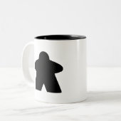 Black Meeple Board Game Piece Zweifarbige Tasse (Vorderseite Links)