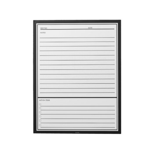 Black Meeting Notes Notizblock (Rotiert)
