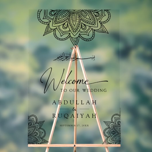 Black Mehndi Muslim Wedding Welcome Acrylschild (Neutral)