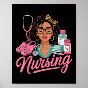 Black Melanin Nurse Afro Black History Hair Medici Poster