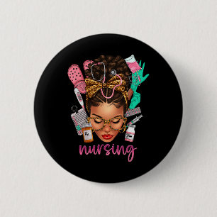 Black Melanin Nurse Black History Monte Afro Hair Button