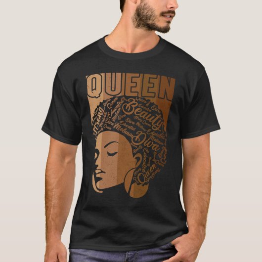 Black Melanin Queen Apparel African American Afro T-Shirt (Vorderseite)