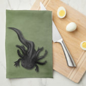 Black Melanoid Axolotl Art Geschirrtuch (Viertel Falte)