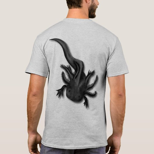 Black Melanoid Axolotl Art T-Shirt (Rückseite)