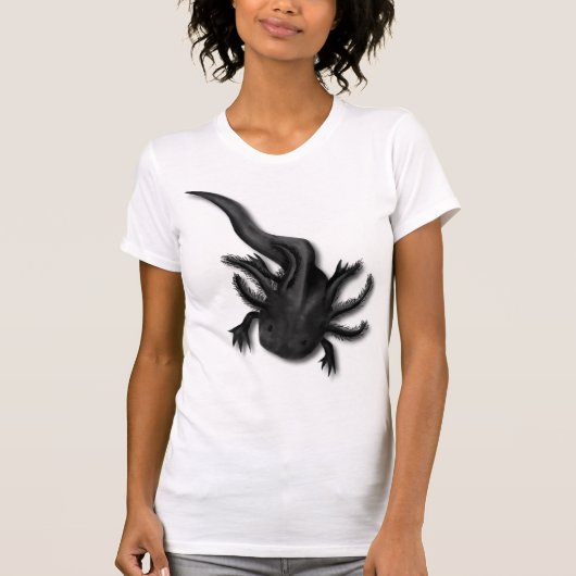 Black Melanoid Axolotl Art T-Shirt (Vorderseite)
