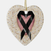Black Melanoma Ribbon from Heart - SRF Keramik Ornament (Rechts)