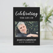 Black Memorial Beerdigungskarte mit Foto Begleitkarte (Stehend Vorderseite)