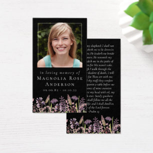 Black Memorial Card   Wildflower Lavendel