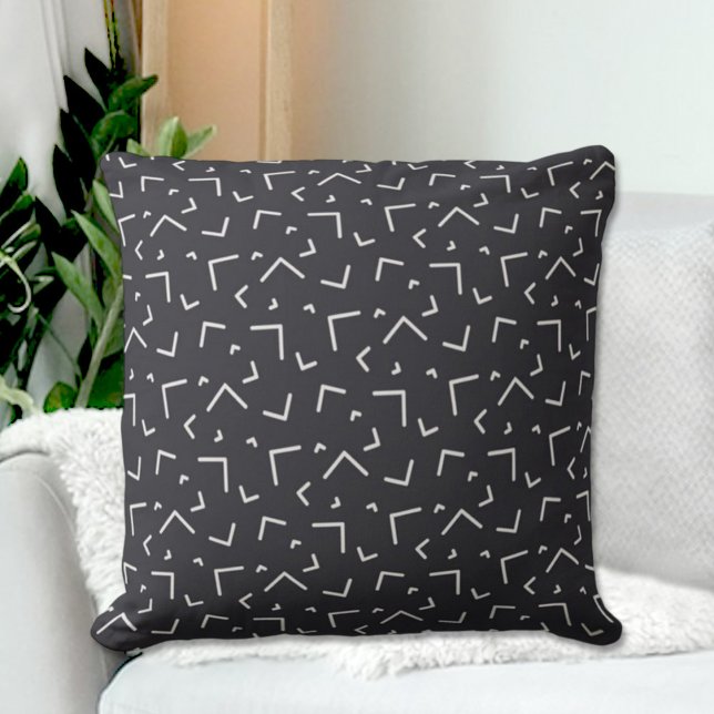 Black Memphis Pattern Throw Pillow Kissen (Von Creator hochgeladen)
