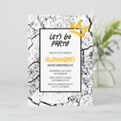 Black Men 66. Geburtstagsgrunge Einladung (Stehend Vorderseite)