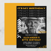 Black Men Foto Spray Farbe 87. Geburtstag Einladung (Vorne/Hinten)