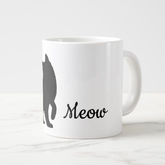 Black Meow Cat Jumbo-Tasse (Vorderseite Rechts)