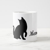 Black Meow Cat Jumbo-Tasse (Vorderseite)
