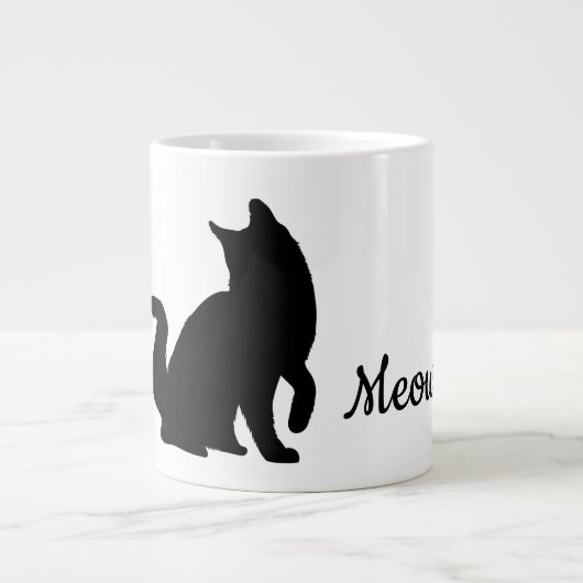 Black Meow Cat Jumbo-Tasse (Vorderseite)