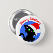 Black Meowy Christmas Kitty Button (Vorne & Hinten)