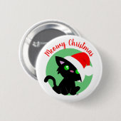 Black Meowy Christmas Kitty Button (Vorne & Hinten)