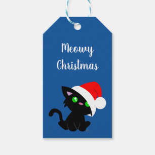 Black Meowy Christmas Kitty - Geschenketiketts Geschenkanhänger