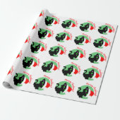 Black Meowy Christmas Kitty Wrapping Paper Geschenkpapier (Ungerollt)