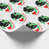 Black Meowy Christmas Kitty Wrapping Paper Geschenkpapier (Ecke)