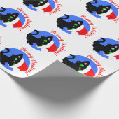 Black Meowy Christmas Kitty Wrapping Paper Geschenkpapier (Ecke)