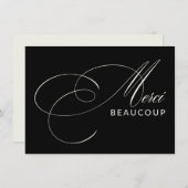 Black Merci Beaucoup Elegante Kalligraphie Vielen  Dankeskarte (Vorne/Hinten)