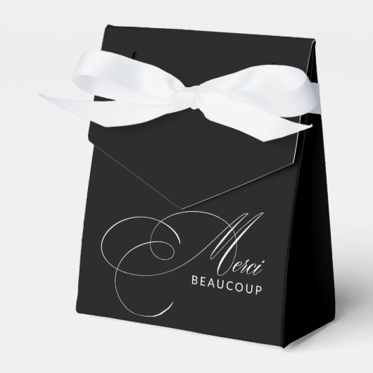Black Merci Beaucoup Elegante Kalligraphie Vielen Geschenkschachtel (Vorderseite)