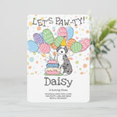 Black Merle Aussiedoodle Geburtstagsparty Einladun Einladung (Stehend Vorderseite)