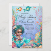 Black Mermaid Baby Dusche Einladung (Vorderseite)