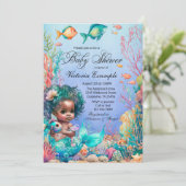 Black Mermaid Baby Dusche Einladung (Stehend Vorderseite)