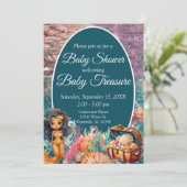 Black Mermaid Baby Dusche Einladung (Stehend Vorderseite)