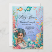 Black Mermaid Baby Dusche Einladung (Vorderseite)