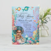 Black Mermaid Baby Dusche Einladung (Stehend Vorderseite)