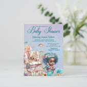 Black Mermaid Baby Shower Einladung Postkarte (Stehend Vorderseite)