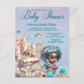 Black Mermaid Baby Shower Einladung Postkarte (Vorderseite)
