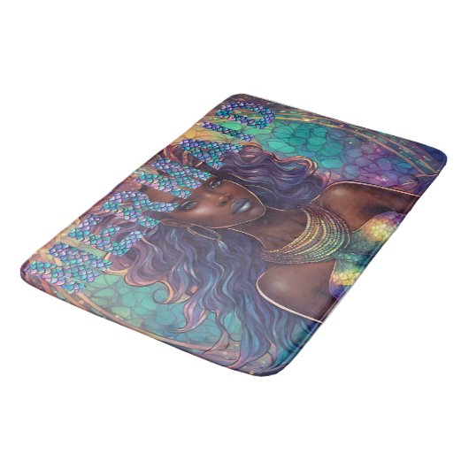 Black Mermaid Bath Mat Badematte (Schrägansicht)