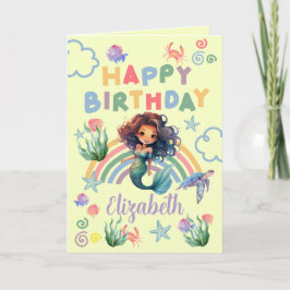 Black Mermaid Birthday Card in Yellow Karte