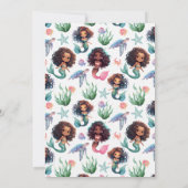 Black Mermaid Birthday Invitation in White  Einladung (Rückseite)