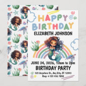 Black Mermaid Birthday Invitation in White  Einladung (Vorne/Hinten)