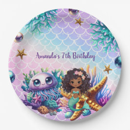 Black Mermaid Birthday Paper Teller