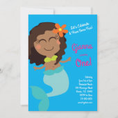 Black Mermaid Birthday Party für Kinder Einladung (Vorderseite)