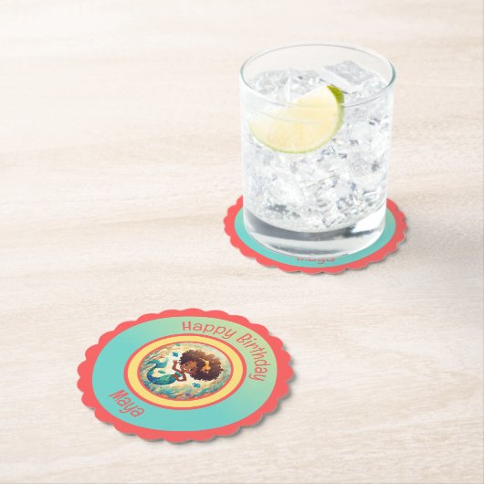 Black Mermaid Birthday Untersetzer (Vor Ort)