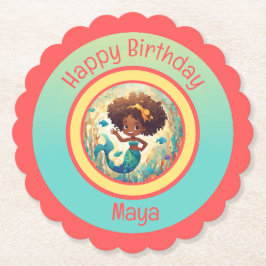 Black Mermaid Birthday Untersetzer